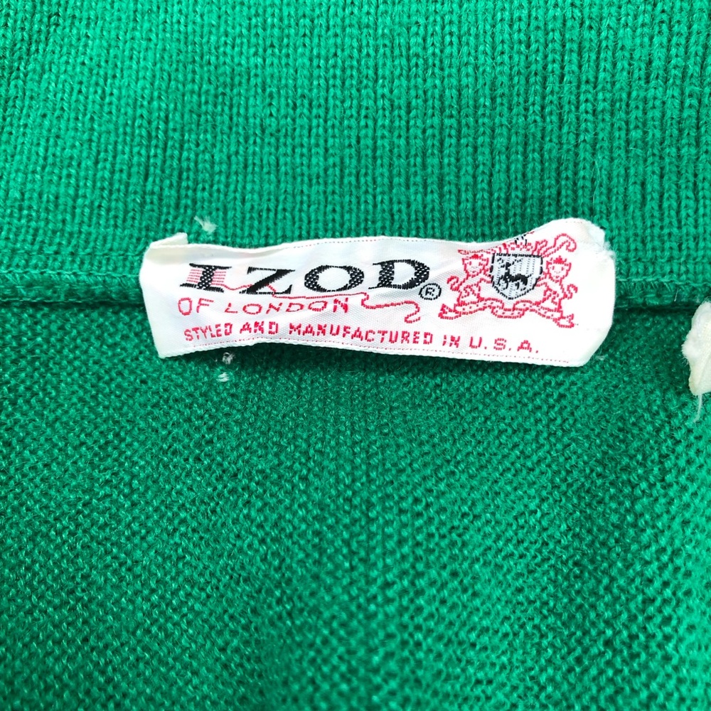 Vintage Izod of London Lacoste Cardigan Men’s Medium Green Alligator Logo Preppy - Picture 10 of 10